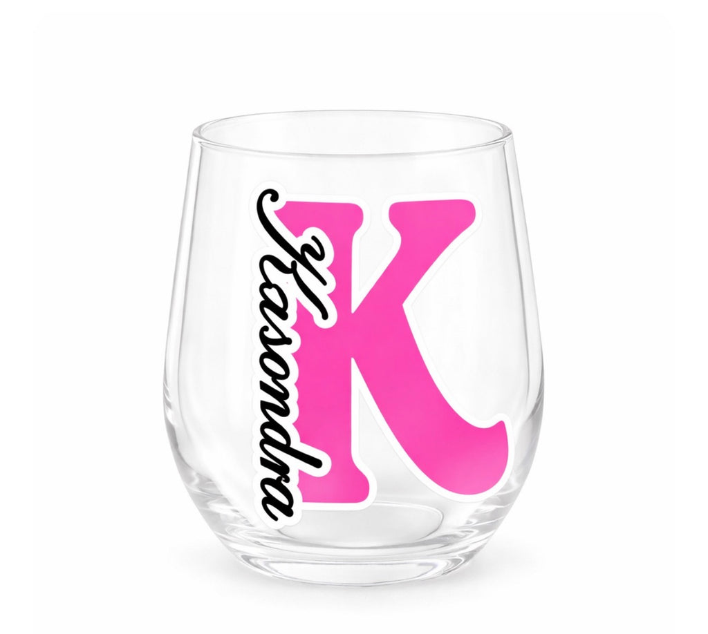 Personalized 20oz Wine Glass Tumbler – Custom Initial & Name